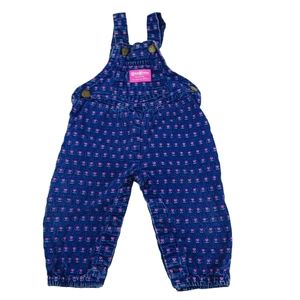Vintage OshKosh girls denim overalls with embroidered flowers 12 mo